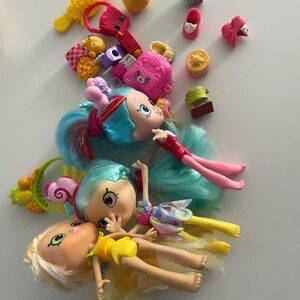 Shopkins Shoppies Vibrant Doll Trio and Shopkins lot
